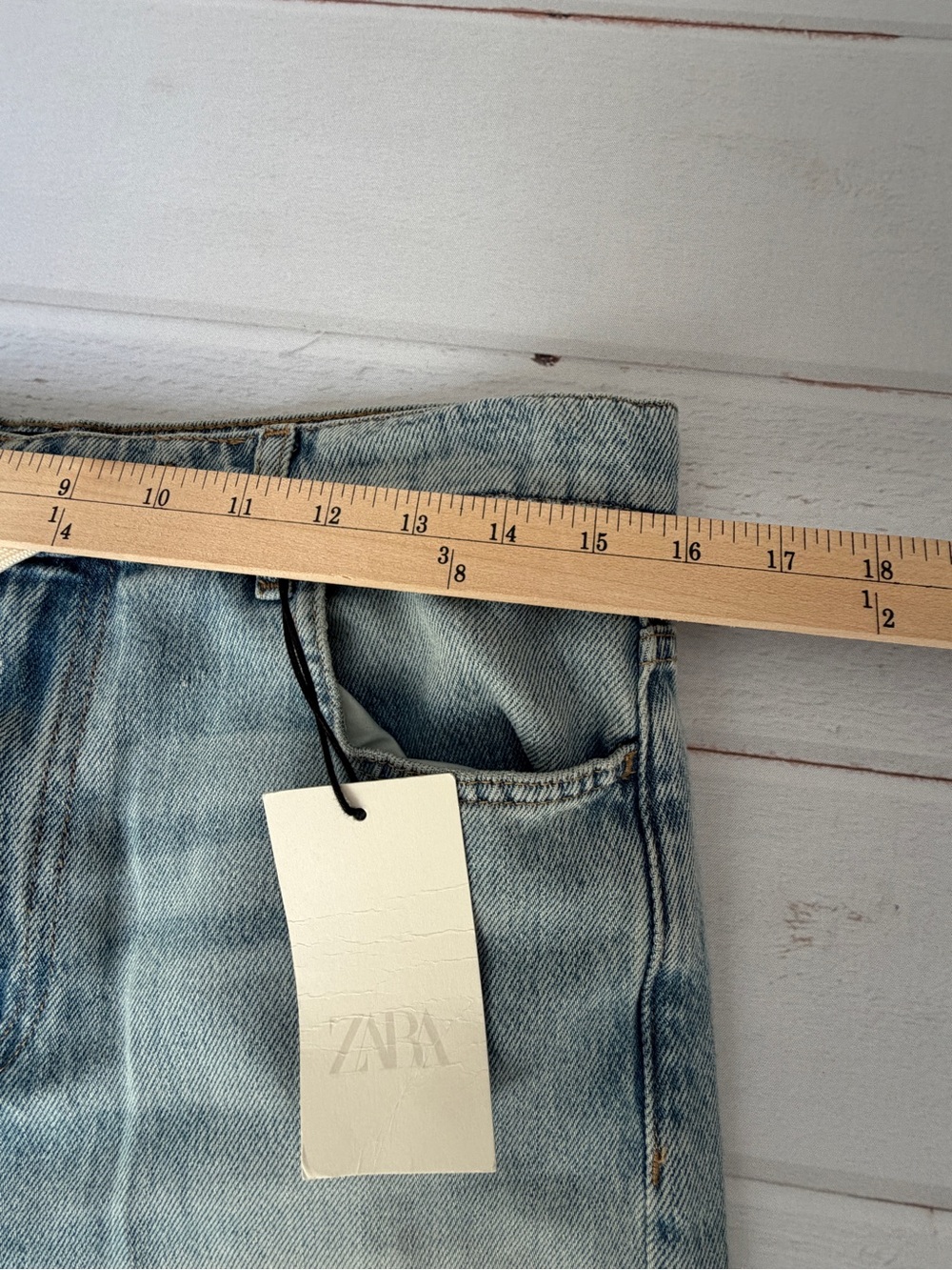 Zara ZW Drawstring Relaxed Leg Full Length Jeans NWT Light Wash Size 2 - Picture 7 of 11